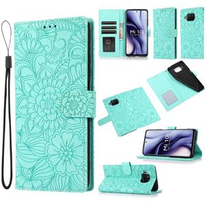 huismerk Voor Xiaomi MI 10T Lite 5G Skin Feel reliëf Sunflower Horizontal Flip Lederen Case met Houder & Card Slots & Wallet & Lanyard