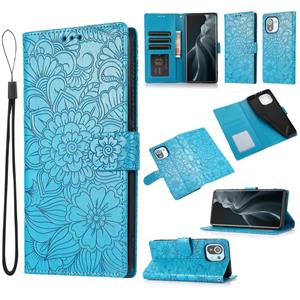 huismerk Voor Xiaomi MI 11 Skin Feel Reliëf Zonnebloem Horizontale Flip Lederen Case met Houder & Card Slots & Wallet & Lanyard