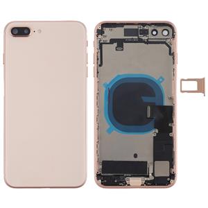 huismerk Batterij achtercover montage met Zijknop & vibrator & luidspreker & aan/uit-knop + volume knop Flex kabel & kaart lade voor iPhone 8 plus (Rose Gold)