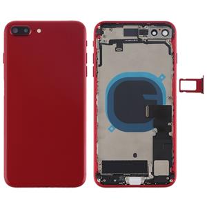 huismerk Batterij achtercover montage met Zijknop & vibrator & luidspreker & aan/uit-knop + volume knop Flex kabel & kaart lade voor iPhone 8 plus (rood)