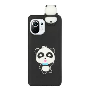 huismerk Voor Xiaomi Mi 11 Shockproof 3D Ly Lyny Cartoon TPU Telefoonhoes (Panda met Blue Bow)