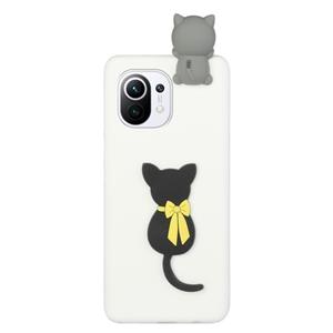 huismerk Voor Xiaomi Mi 11 Schokbestendig 3D Ly Lyny Cartoon TPU telefoonhoesje (kleine zwarte kat)