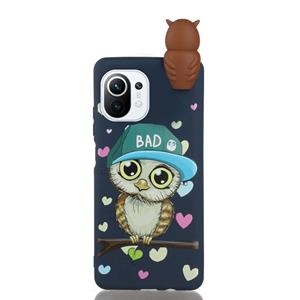 huismerk Voor Xiaomi MI 11 Schokbestendig Cartoon TPU-telefooncase (blauwe uil)