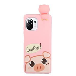 huismerk Voor Xiaomi MI 11 Schokbestendig Cartoon TPU-telefooncase (schattig varken)