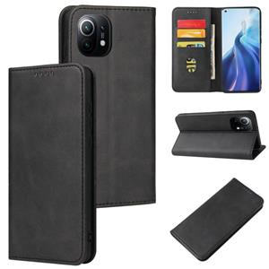 huismerk Voor Xiaomi Mi 11 Kalf textuur magnetische horizontale flip lederen geval met houder & kaart slots &portemonnee (zwart)