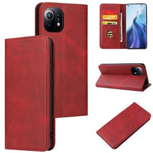 huismerk Voor Xiaomi MI 11 Calf Texture Magnetische Horizontale Flip Leren Case Met Houder & Card Slots & Portemonnee