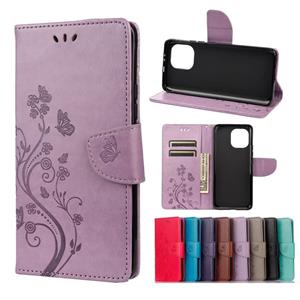 huismerk Voor Xiaomi MI 11 Butterfly Flower Pattern Horizontal Flip Lederen Case met Houder & Card Slots & Portemonnee