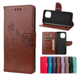 huismerk Voor Xiaomi MI 11 Butterfly Flower Pattern Horizontal Flip Lederen Case met Houder & Card Slots & Portemonnee (Bruin)