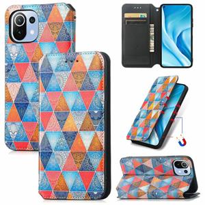 huismerk Voor Xiaomi MI 11 Lite Kleurrijke Magnetische Horizontale Flip PU Lederen Case met Houder & Card Slot & Portemonnee (Rhombus Mandala)