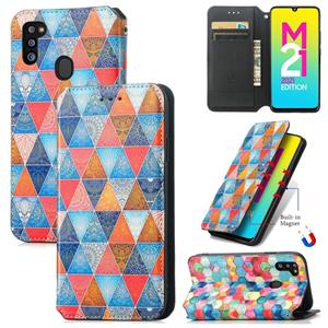 huismerk Voor Samsung Galaxy M21 2021 Kleurrijke Magnetische Horizontale Flip Leren Telefoonhoesje Met Houder & Card Slot & Portemonnee (Rhombus Mandala)