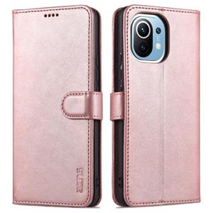 Voor Xiaomi Mi 11 Azns Skin Feel Calf Texture Horizontale Flip Lederen Case met Kaart Slots & Houder & Portemonnee (Rose Gold)