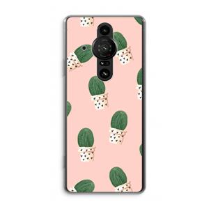 CaseCompany Cactusprint roze: Sony Xperia Pro-I Transparant Hoesje