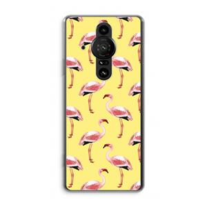 CaseCompany Flamingo's geel: Sony Xperia Pro-I Transparant Hoesje