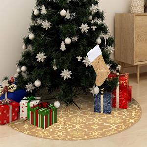 vidaXL Luxus-Weihnachtsbaumdecke mit Socke Gelb 122 cm Stoff 