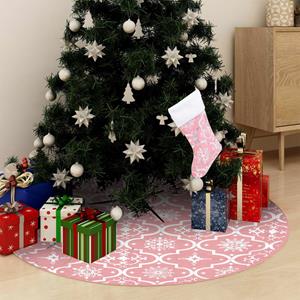 vidaXL Luxus-Weihnachtsbaumdecke mit Socke Rosa 150 cm Stoff 