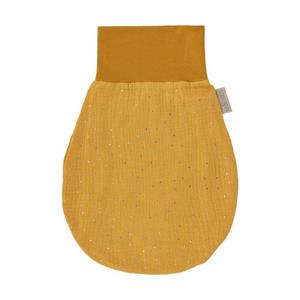 KraftKids Babyschlafsack »Musselin goldene Punkte auf Gelb«, Herbst/Winter-Variante, 100% Baumwolle, hochwärtiger Stoff, Innen warmer Fleece