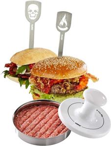 GEFU Burgerpresse Hamburgerpresse Spark Limited Edition, hochwertiger Edelstahl/Porzellan