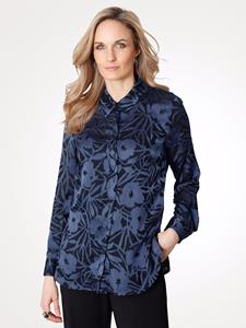 Blouse van trendy ausbrennermateriaal MONA Royal blue/Zwart