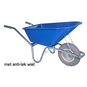 Tuin kruiwagen verzinkt frame 100 Liter blauw softwiel (anti-lek...