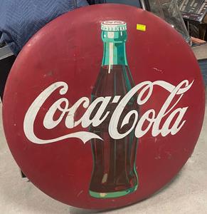 Fiftiesstore Coca-Cola Flesje Rond Zwaar Metalen Bord - 48/121 cm Origineel