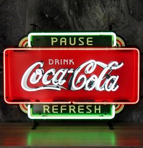 Fiftiesstore Coca-Cola Pause Refresh Neon Verlichting Met Achterplaat 62 x 42 cm