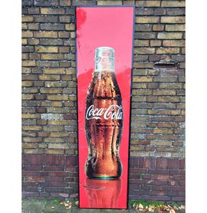 Fiftiesstore Coca-Cola Fles Metalen Straatbord - Origineel - Met Houten Frame - 200 x 52 cm