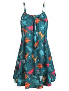Rosegal Plus Size Dinosaurs Printed A Line Cami Dress
