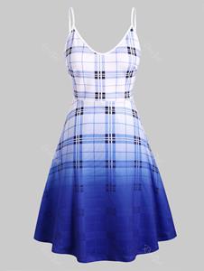 Rosegal Cami Plaid Ombre Plus Size Fit and Flare Dress