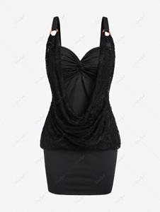 Rosegal Plus Size Lace Panel Twist 2 in 1 Blonsou Mini Bodycon Dress