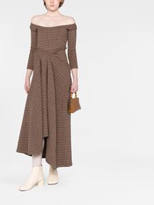 A.W.A.K.E. Mode Geruite jurk - Bruin