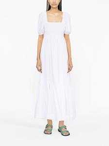 GANNI puff-sleeve organic cotton dress - Wit