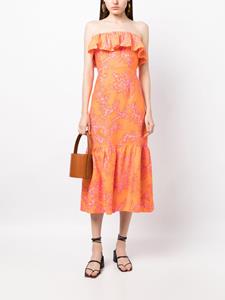 RHODE Thea coral-print ruffled dress - Oranje