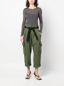 PINKO high-waisted cropped cargo trousers - Groen