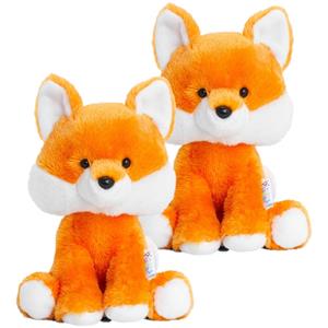 Keel Toys 2x stuks  oranje pluche Vos knuffel 14 cm -