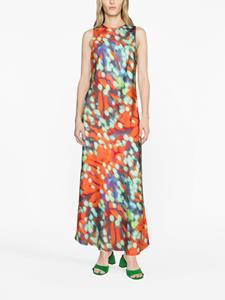 Asceno Valencia wobble-print silk dress - Oranje