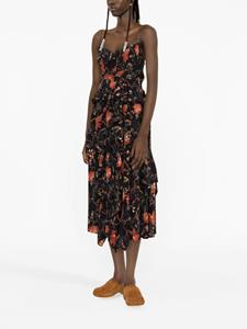 Ulla Johnson Renata Obsidian-print silk dress - Zwart
