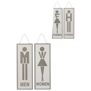 J-Line Plakkaat Toilet Engels|Frans Metaal Wit|Grijs Assortiment Van 2