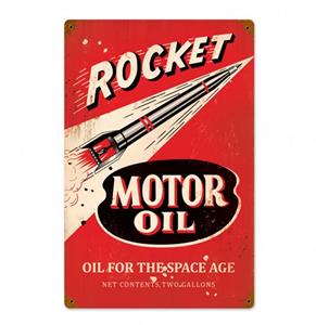 Fiftiesstore Rocket Motor Oil Zwaar Metalen Bord 45 x 30 cm