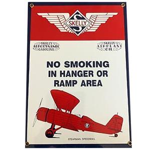 Fiftiesstore Skelly No Smoking In Hangar Or Ramp Area Emaille Bord - 36 x 25 cm
