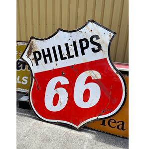 Fiftiesstore Phillips 66 Metalen Bord - Origineel - 178 x 180 cm - Dubbelzijdig