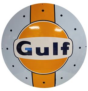 Fiftiesstore Gulf Logo Emaille Bord - 70 cm ø