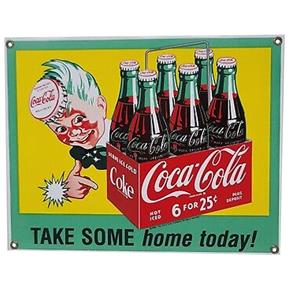 Fiftiesstore Coca-Cola - Take Some Home Today! Emaille Bord - 28 x 22 cm