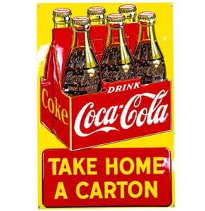 Fiftiesstore Coca-Cola - Take Home A Carton Emaille Bord - 38 x 25 cm