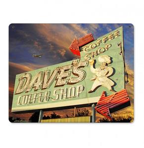 Fiftiesstore Dave's Coffee Shop by Larry Grossman Zwaar Metalen Bord