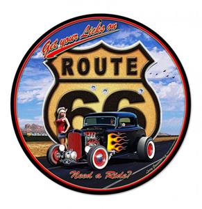Fiftiesstore Route 66 Hot Rod 'Get Your Licks' Zwaar Metalen Bord