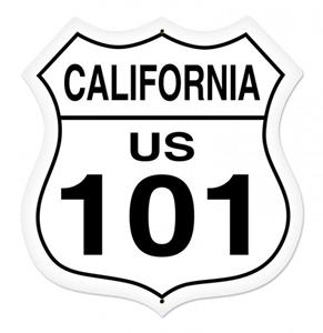 Fiftiesstore California Route 101 Zwaar Metalen Bord 70 x 70 cm