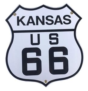 Fiftiesstore Route 66 Kansas Emaille Bord 30 x 28 cm