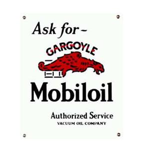 Fiftiesstore Ask for Gargoyle Mobiloil Emaille Logo bord Groot