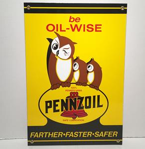 Fiftiesstore Pennzoil Be Oil-Wise Logo Emaille Bord