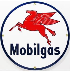 Fiftiesstore Mobilgas Logo Emaille Bord 12 / 30 cm